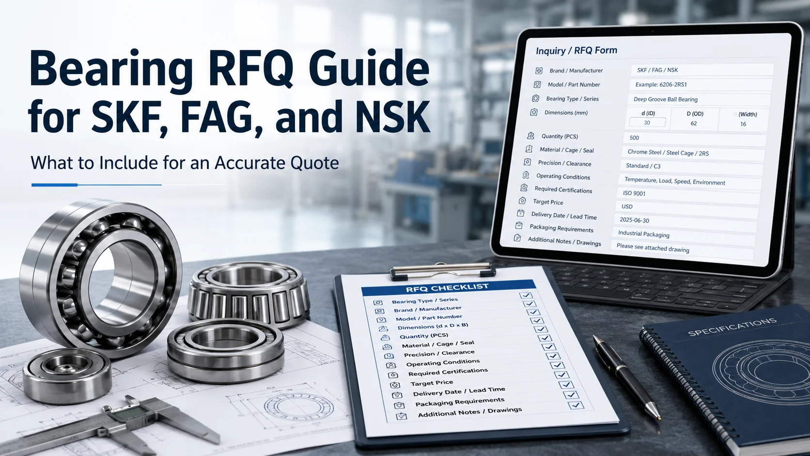 Bearing RFQ Guide for SKF, FAG, and NSK: What to Include for an Accurate Quote