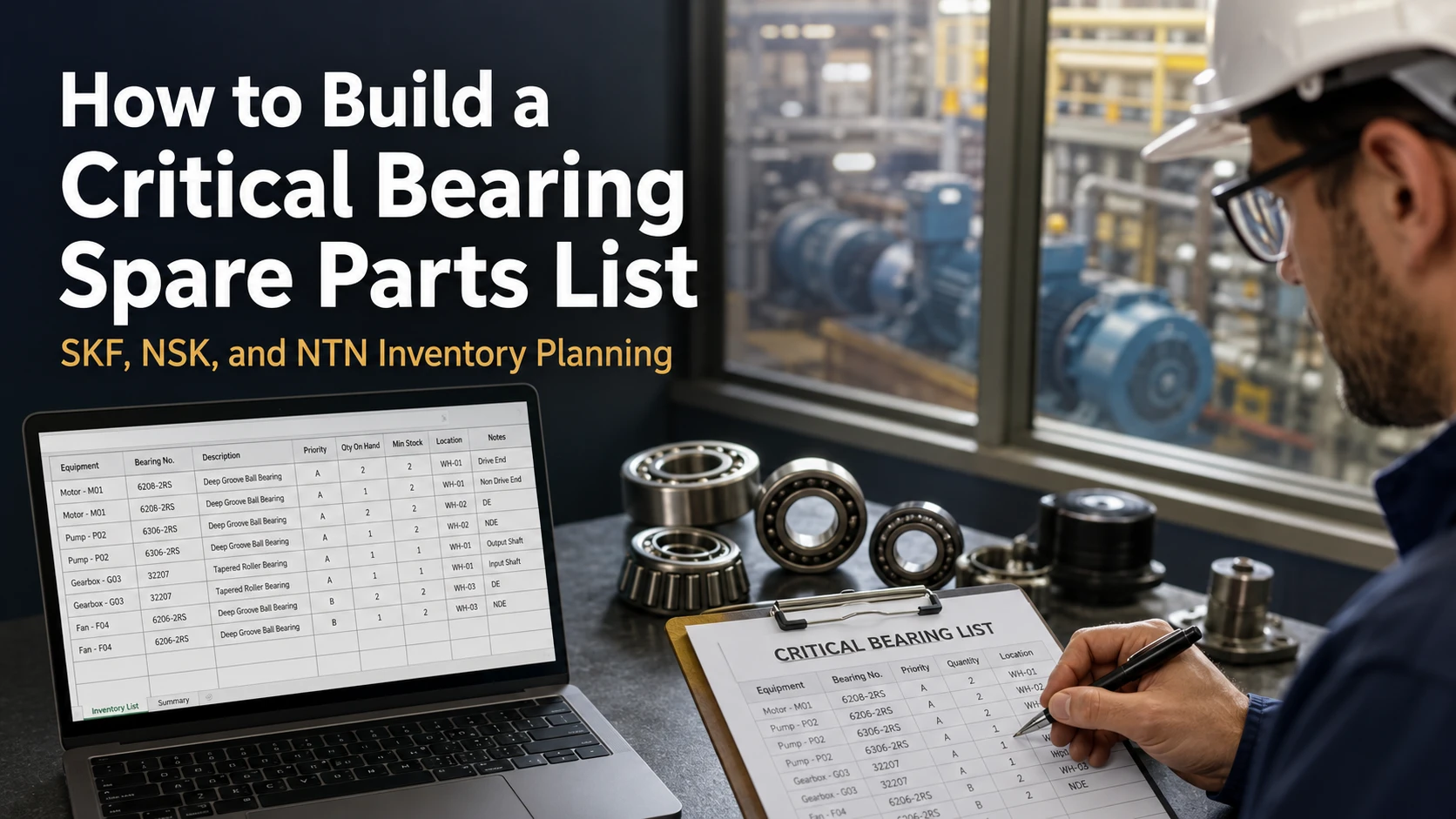How to Build a Critical Bearing Spare Parts List: SKF, NSK, and NTN Inventory Planning